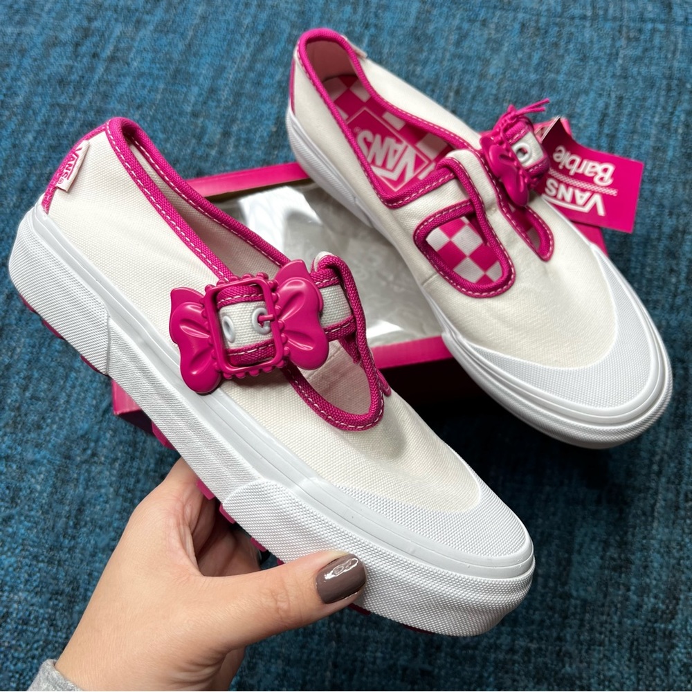 Vans x Barbie Style 93 DX Mary Jane Sneakers in White Pink Limited Edition